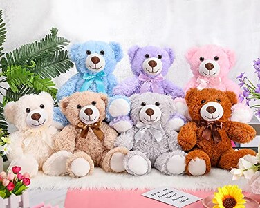Zomiboo 7 Packs Plush Bear Stuffed Animals Plush Soft Cute Stuffed Dolls Birthday Party DecorationsCute Colors