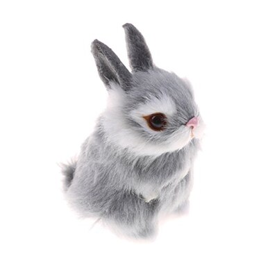 GUDVES Mini Realistic Cute Plush Rabbits Fur Lifelike Animal Easter Bunny Simulation Toy Model Gift Miniatures Decorations Gray Gray