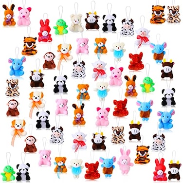 Charniol 60 Pack Mini Stuffed Animal Bulk Small Plush Animal Toys Miniature Stuff Animal Keychain Set for Easter Egg Party Favors Valentine s Day Gift Goodie Bag Fillers Carnival Prizes Classroom Rewa