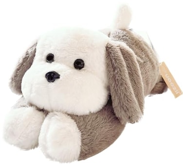 uoozii 16 3 Pounds Grey Dog Weighted Stuffed Animals with Unscented Microwavable Heating Pad Cute Coolable Heatable Weighted Plush Warm Gift for Kids Adults