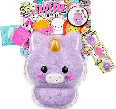 Fluffie Stuffiez Unicorn Small Collectible Feature Plush Surprise Reveal Unboxing with Huggable ASMR Fidget DIY Fur Pulling Ultra Soft Fluff