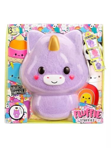 Fluffie Stuffiez Unicorn Large Collectible Feature Plush 11 Surprise Reveal Unboxing with Huggable ASMR Fidget DIY Fur Pulling Ultra Soft Fluff