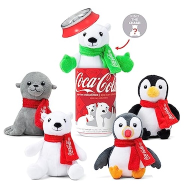 Coca-Cola CocaCola Pop Cans Collectible 5 Plush Stuffed Animal in 12oz Can Character Will Vary Collect Them All