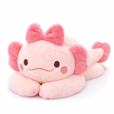 uoozii 20 4 Pounds Pink Axolotl Weighted Stuffed Animals with Unscented Microwave Heating Pad Inside Cute Coolable Heatable Weighted Plush Warm Gift for Kids Adults