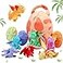 Zhanmai 11 Pcs Easter Dinosaur Stuffed Animal Small Dino Plush Toy and Egg Bag Set Cute Stuffed Dinosaur Animals Plush Toys Soft Stuff Animals for Birthday Dino Themed PartyVivid