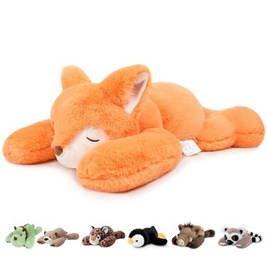 Niuniu Daddy Fox Weighted Stuffed Animals for Kids Adults 20 33lb Large Weighted Plushies Pillow for Sleeping and Calming Cute Lying Plush Toy Huggable Gift for Everyday Comfort