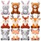 Suilung 12 Pcs Mini Woodland Stuffed Animals Bulk 4 Woodland Cute Animal Plush Toys Bear Rabbit Raccoon Fox Deer for Baby Shower Wedding Birthday Classroom Prizes Graduation Party Favors