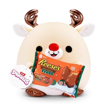 Snackles Christmas Reindeer Reeses Peanut Butter 14 Inch Plush by ZURU Ultra Soft Plush Collectible Plush with Real Licensed Brands Stuffed Animal Giftable Holiday