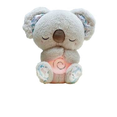 QFCST Relief Koala Breathing Stuffed Toy Anxiety Relief Plush Breathing Animal Sleeping Koala Plush Breathing with Musical Lights Rhythmic Breathing Motion