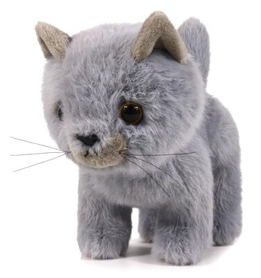 Ice King Bear Fluffy Little Cat Stuffed Animal Small Plush Toy 6 Inches Gray