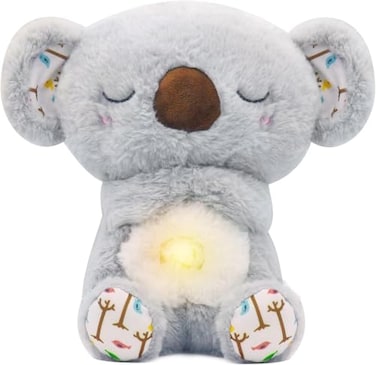 rytopt Breathing Stuffed Animal Simulated Breathing Sounds 4 Gear Adjustment Volume Control Plush Toy with Music Light Koala