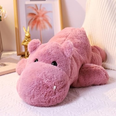 Leahaoe Weighted Stuffed Animals 177 22lbs Soft Pink Hippo Stuffed Animal Small Cuddly Weighted Hippo Plush for Comfort
