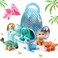 Zhanmai 11 Pcs Easter Dinosaur Stuffed Animal Small Dino Plush Toy and Egg Bag Set Cute Stuffed Dinosaur Animals Plush Toys Soft Stuff Animals for Birthday Dino Themed PartySequin