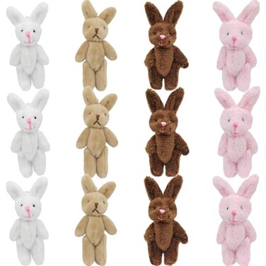 YGbridge Mini Plush Bunny 12 Pcs Tiny Stuffed Animals 32 Inch Easter Bunny Doll Soft Rabbit for Easter Birthday Wedding Decorations Easter Basket Stuffers 32 Inch