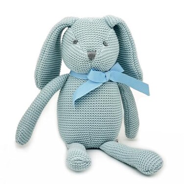 FLUFFYFUN 100 Organic Cotton Blue Bunny Rabbit Plush 71 Baby Stuffed Animal for Newborn