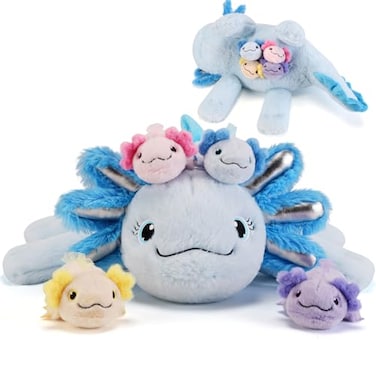 gnomantic Axolotl Stuffed Animals with Babies Inside Mommy Toy for Kids