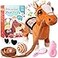 Marsjoy Walking Pony Toy Musical Singing Dancing Plush Interactive Pony Walk Along Horse with Leash Plush Stuffed Animal Shaking Head Buttocks Toy for Boy Girl Kid Ages 3 H 1181