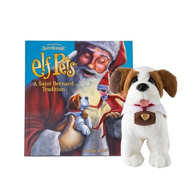 The Elf Elf Pets A Saint Bernard Tradition Includes Beautifully Illustrated Hardbound Storybook Huggable Elf Pet St Bernard Stuffed Animal with Barrel Charm and Official Adoption Certificate