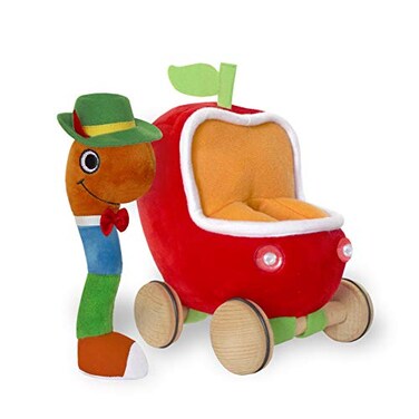 YOTTOY Richard Scarry Collection Lowly Worm Soft Toy with Busytown Applecar 2 in 1 Toy