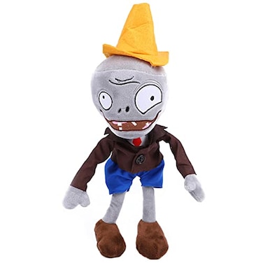 JHESAO 12 PVZ Plush Conehead Zombies Brown Coat Toys PVZ 1 2 Stuffed Soft Doll Roadblock Conehead Zombie New