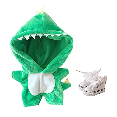 niannyyhouse Dinosaur Suit 20cm78in Plush Doll Clothes Onesies Shoe 2Piece Set Green Pajamas Green