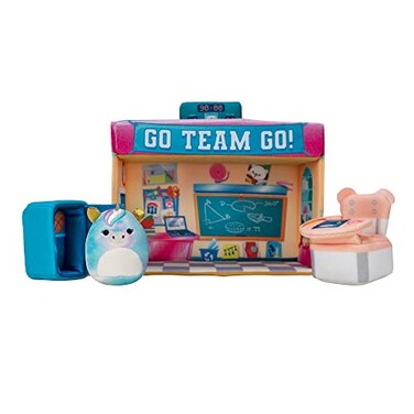 Squishville by Original Squishmallows Deluxe Academy Playset Includes 2Inch Eunice The Unicorn Plush School Desk Locker and School Playscene Toys for Kids