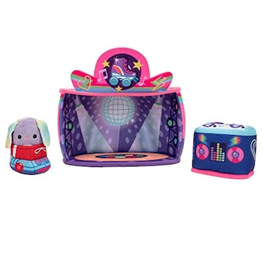 Squishville by Original Squishmallows Rock and Roller Disco Playset Includes 2Inch Danya The Bunny Plush Roller Skates DJ Booth and Skating Rink Playscene Toys for Kids