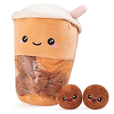Nenalayo Cute Boba Tea Plushies Toy Stuffed Bubble Tea Plush Pillow Removable Soft Snack Cup Shaped Pillow Creative Gifts for Kids 137 Inch6 Dolls Brown