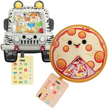 Vango BIZYBOO The Original Seek Find Plush Hidden Object Search Problem Solving Educational Matching Game for Kids 2 and Up 2 Pack Cruz Papa Pizza