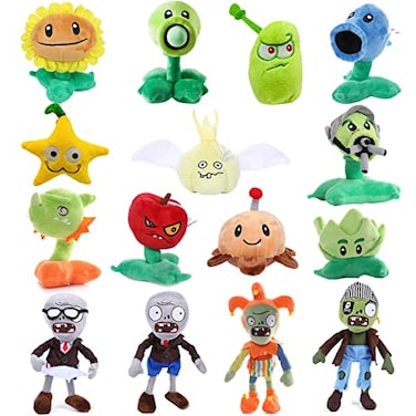JHESAO 15 PCS Plants Zombies PVZ Plush Zombies Plants Set Soft Stuffed Dolls Plushies New