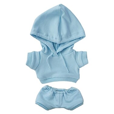 niannyyhouse 20cm Plush Doll Clothes Elastic Solid Sportswear Suits Hoodie Pants Soft Stuffed Plush Toy Dress Up Accessories Light Blue 20cm
