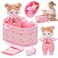 OUOZZZ Baby Doll Accessories with Soft Doll Bassinet Blanket and Bottle Interactive Pretend Playset for Social Emotional Learning Toy for 2 Year Old Girls