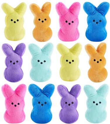 PERUKOYO 12PCS Easter Bunny Stuffed PlushEaster Basket Stuffers Toys for KidsEaster Bunny Bulk Stuffies Animals PlushieEaster Egg FillersEaster Gifts for Kids Boys Girls Toddler
