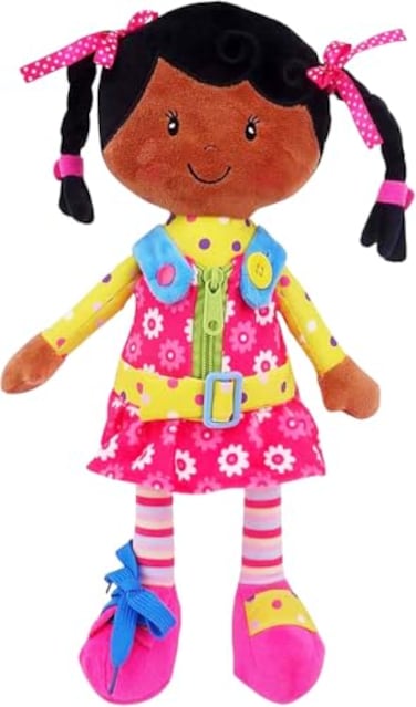 Snuggle Stuffs Sugar Snap Plush Learn to Dress Doll for Toddlers 15 for 2 Year Old Girl Montessori