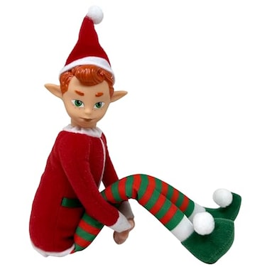 The Original Elf 12 Plush Christmas Elf Doll Poseable Shelf Sitter with Flexible Dangling Legs Perfect for Christmas Decorations Toy Elf for Kids Mini Elves and Tree Topper Boy