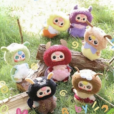 Meokro Baby Three Little Elf Series Animal Elements Plush Doll Cute Soft Stuffed Toys Pendant Keychain Trendy Doll Box Gifts 12 Styles Random 1pc