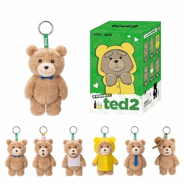 POP MART Ted 2 Teddy Bear Action Plush Pendant Blind Box Figures Ted Doll Pendant Random Design Collectible Toys Home Decorations Single Box