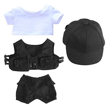 niannyyhouse White TShirt Black Baseball Cap Vest Pants 20cm Plush Doll Stuffed Kpop Doll Clothes