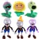 JHESAO 6 PCS Plants and Zombies PVZ Plush Zombies Plants Sets Peashooter Conehead Chomper Sunflower Figures in Gray and Purple