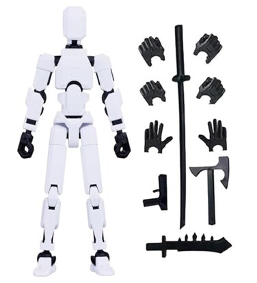 Schythely Titan T13 Action Figures Set Assembly Required Robot Action Figure Fidget Toys for Nova N13 Anime Figures with 3D Lucky Dummy 13 Robot Figures Multi Movable Joints Gifts White