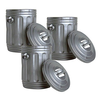 Figures Toy Set of 3 Silver Trash Cans for Wrestling Action Figures