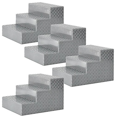 Figures Toy Company Set of 4 Silver Wrestling Ring Stairs for Wrestling Figure Rings
