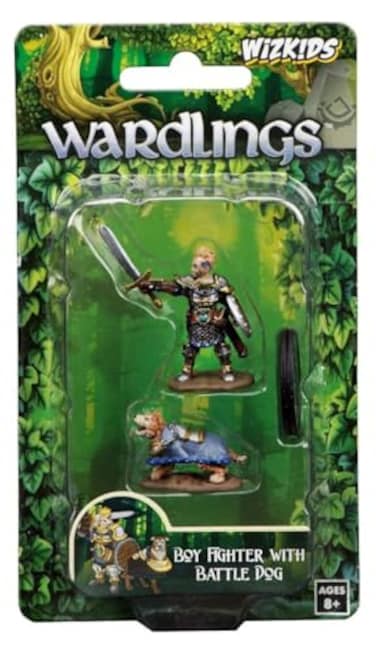 WizKids Wardlings Boy Fighter with Battle Dog Painted Fantasy Miniatures Set WZK73320