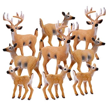 RESTCLOUD Deer Figurines Cake Toppers Deer Toys Figure Small Woodland Animals Set of 9
