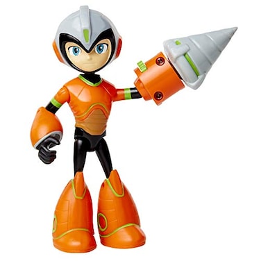 Megaman Fully Charged Deluxe Drill Man Schematics Articulated Action Figure with Spinning Drill and BreakApart Boulder Accessory Based on the new show