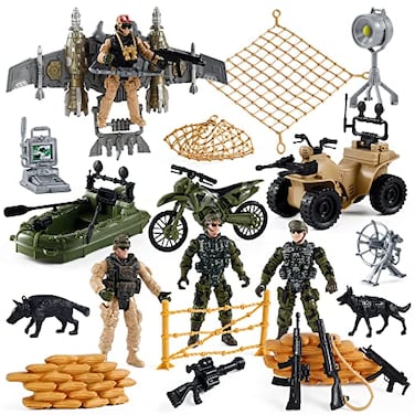 Mr.River MrRiver US Army Men Action Figures Play Set Toy Soldiers with Military Weapons Accessories for Kids Boys