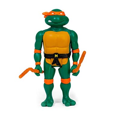 Super7 Teenage Mutant Ninja Turtles Michelangelo 375 in Reaction Figure