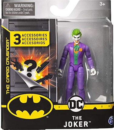 DC Comics Batman 6056747 4Inch The Joker Action Figure with 3 Mystery Accessories Mission 1 Multicolour