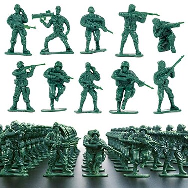 Wankko 2Inch Plastic Army Men Action Figures 10 Unique Sculpts Pack of 100 Green
