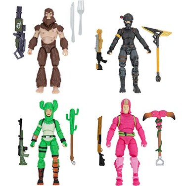 Fortnite Alchemist Squad Mode 4 Figure Pack 4 Inch King Flamingo Prickly Patroller Bigfoot Elite Agent Collectible Action Figures Plus 5 Harvesting Tools 4 Weapons 4 Building Materials